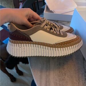 Chloé Nama Leather Khaki Sneakers IT38 (New Season)